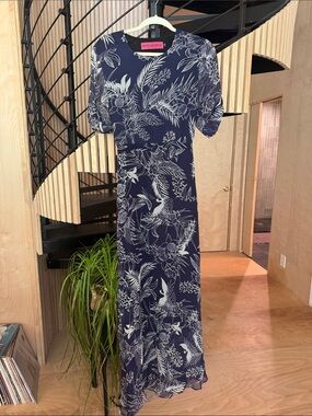 Heidi Merrick Navy Floral Print Maxi Dress